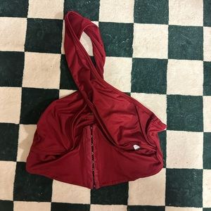 Red twist halter top